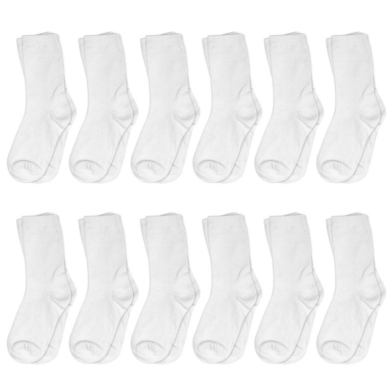 Falari 12-Pack Boy Toddler Kids Cotton Crew Socks 2-4 White - Image 1